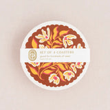 Pumpkin Spice Floral Scalloped Coasters - Set of Four