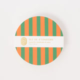 Amore Green and Orange Striped Coaster - Set of 4