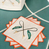 "Good Catch" Embroidered Linen Cocktail Napkins, Set of 4