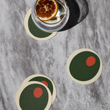 Pimento Olive Coasters, Set of Four