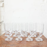 Vintage Set of 8 Water or Cocktail Glasses, Small Etched Flower Design