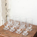 Vintage Set of 8 Water or Cocktail Glasses, Small Etched Flower Design