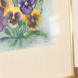Vintage Watercolor, Pansies & Daisies signed A. Heizler
