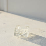 Vintage Square Glass Salt w/ Grid Base