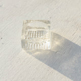 Vintage Square Glass Salt w/ Grid Base