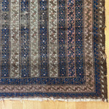 Vintage Blue & Brown Throw Rug, 3x5'