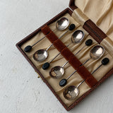 Vintage Sheffield Sterling Silver Demi Spoons with Bean Finials