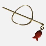 Bun Holder. with Gemstone Fish