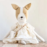 Fig the Frenchie — Heirloom Wool Doll in Eyelet Meadow Skirt
