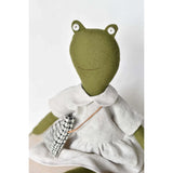Fern the Frog Doll- Natural Linen Gather Dress