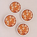 Pumpkin Spice Floral Scalloped Coasters - Set of Four