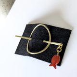 Bun Holder. with Gemstone Fish