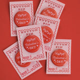 Retro Happy Valentine's Day Button Badge