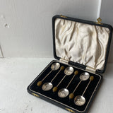 Vintage Sheffield Sterling Silver Demi Spoons with Olive Finials