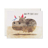 Bird and Hippo Birthday Greeting Card