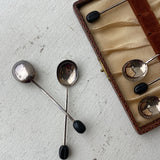 Vintage Sheffield Sterling Silver Demi Spoons with Bean Finials