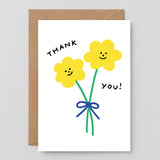 Thank You Double Flowers’ Greetings Card