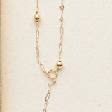 Vintage 14K Paperclip Necklace with Charm Hook Drop, 17" Length