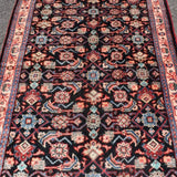 Vintage Pink and Blue Caucasian Hand Knotted Wool Runner, 3’8” x 10’7”