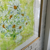 Vintage Original Textured Daisy Painting, Signed