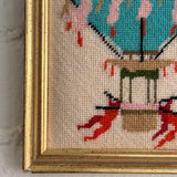 Vintage Hot Air Balloon Needlepoint