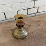 Vintage Brass and Wooden Heavyweight Candle Holder