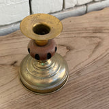 Vintage Brass and Wooden Heavyweight Candle Holder