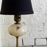 Vintage Hand Painted Brass & Glass Lamp