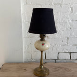 Vintage Hand Painted Brass & Glass Lamp