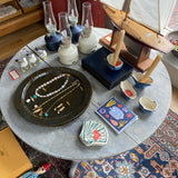 Vintage Round Entry Table, Grey Painted