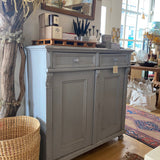 Vintage European Low Hutch, Light Blue Finish