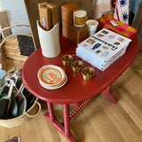Vintage Red Oval Bobbin Table