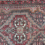 Vintage Dusty Rose Geometric Medallion Rug 4'5" x 7'3"
