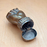 Vintage Brass Mano Figa Hand Match Safe or Snuff Box