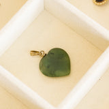 Vintage 90s Jade Heart Pendant, 9ct Gold