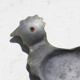 Vintage Chinese Pewter Rooster Dish