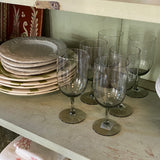 Vintage Smokey Tall Wine Glasses, Set of 6