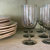 Vintage Smokey Tall Wine Glasses, Set of 6