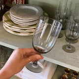 Vintage Smokey Tall Wine Glasses, Set of 6