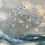 Vintage Angry Ocean and Birds Art