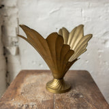Vintage Brass Leafy Vase with Twist Bottom