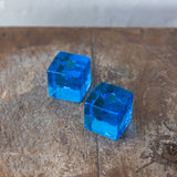 Vintage Royal Blue Cube Taper Holders, Set of 2