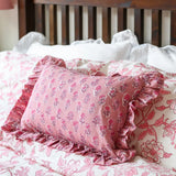 Gulaab Hand Blocked Frilled Cushion