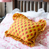 Sana Hand Blocked Frilled Cushion