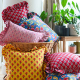 Sana Hand Blocked Frilled Cushion