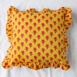 Sana Hand Blocked Frilled Cushion