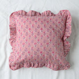 Gulaab Hand Blocked Frilled Cushion