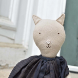 Mae the Cat – Heirloom Wool Doll in Islesboro Plaid Linen Dress