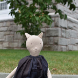 Mae the Cat – Heirloom Wool Doll in Islesboro Plaid Linen Dress