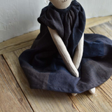 Mae the Cat – Heirloom Wool Doll in Islesboro Plaid Linen Dress
